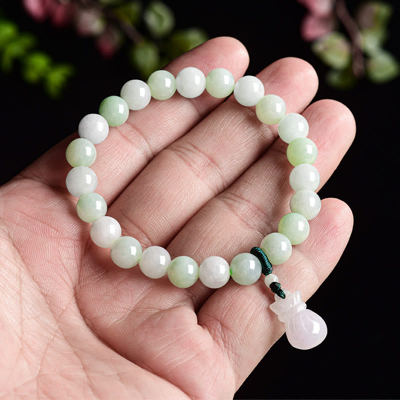 Foviel Natural Jade Money Bag Charm Luck Bracelet
