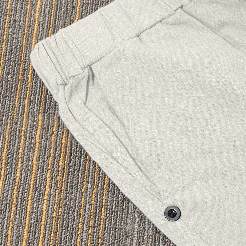 Buddha Stones Casual Pure Color Hollow Button Cuff Design Women's Cotton Linen Pants With Pockets - image 33
