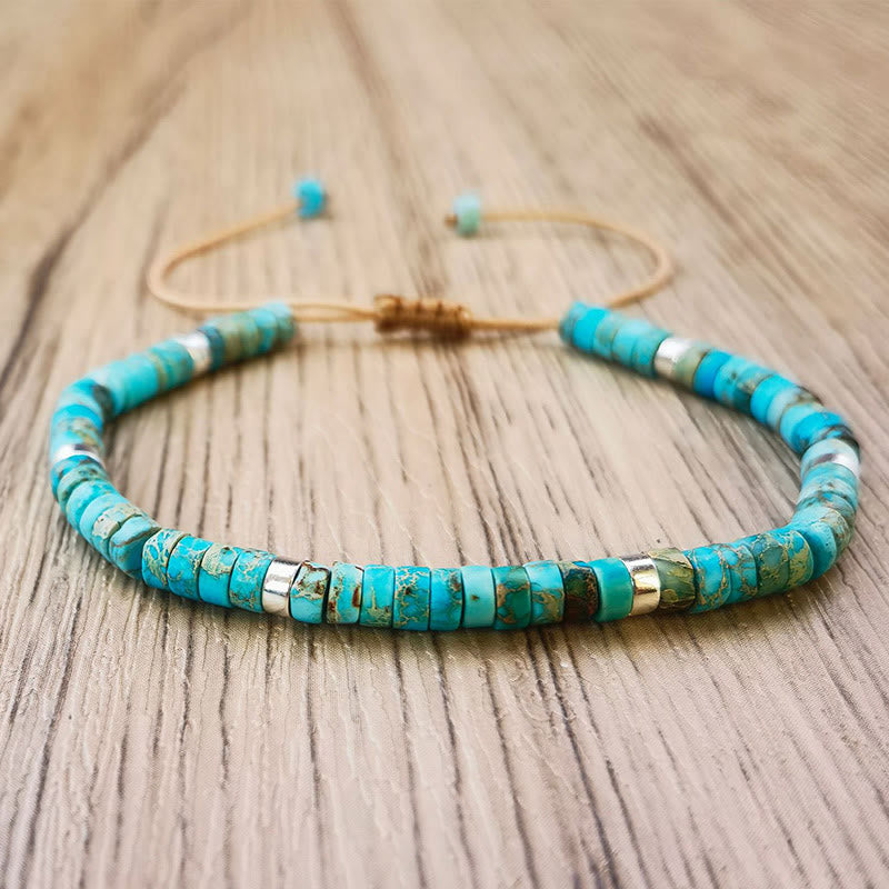 Bracelet de perles intercalaires bonheur en pierre impériale Foviel