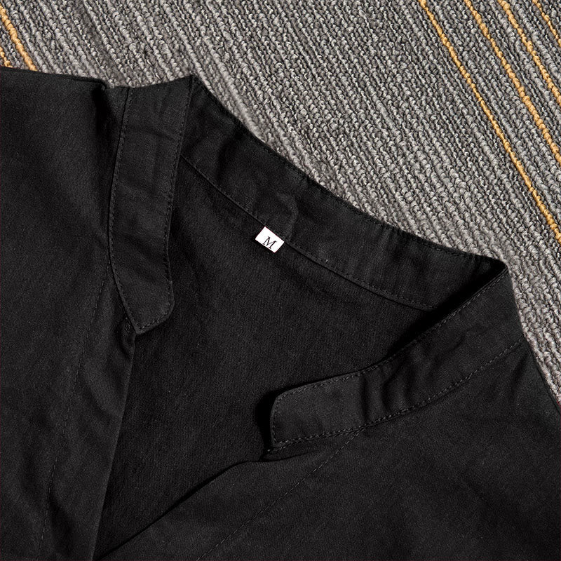 Buddha Stones Summer Casual Plain Breasted Notched Collar Short Sleeve Women's Cotton Linen Shirt - image 8