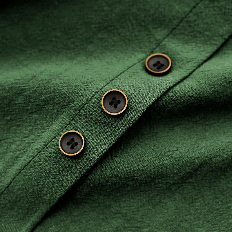 T-shirt décontracté à manches courtes pour femme Foviel, col rond, boutons et jacquard couleur unie, été