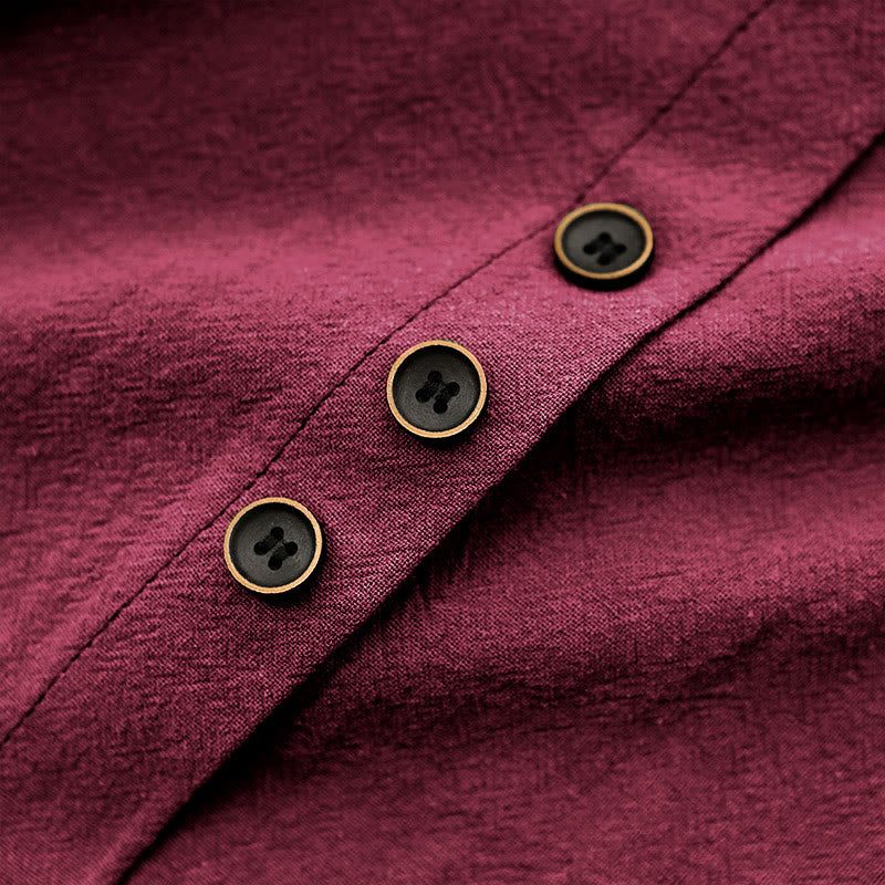 T-shirt décontracté à manches courtes pour femme Foviel, col rond, boutons et jacquard couleur unie, été