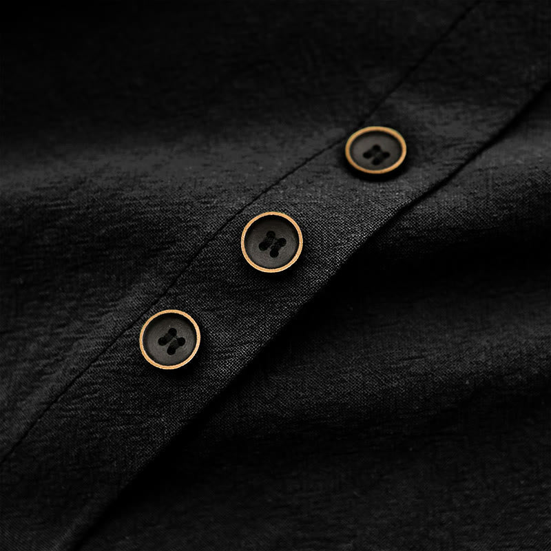 T-shirt décontracté à manches courtes pour femme Foviel, col rond, boutons et jacquard couleur unie, été