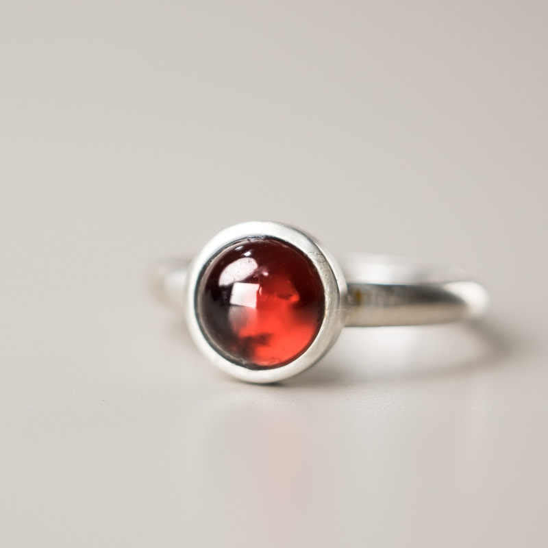 Foviel Natural 925 Sterling Silver Garnet Adjustable Protection Ring