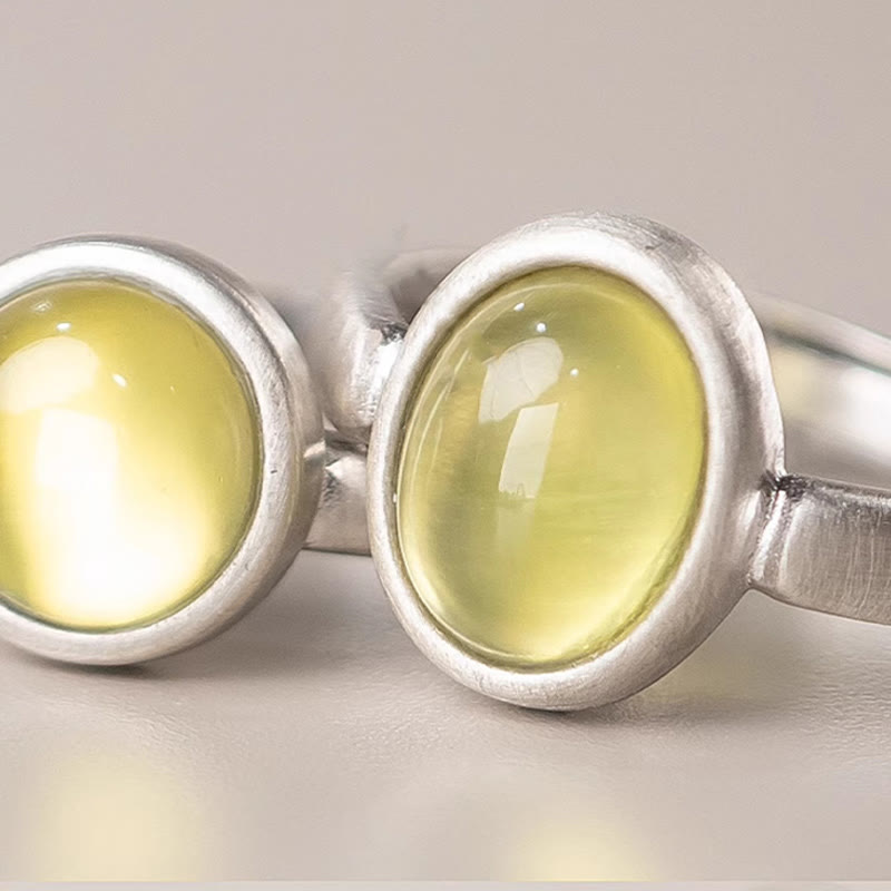 Bague de bonheur réglable Foviel Natural en argent sterling 925, préhnite et citrine