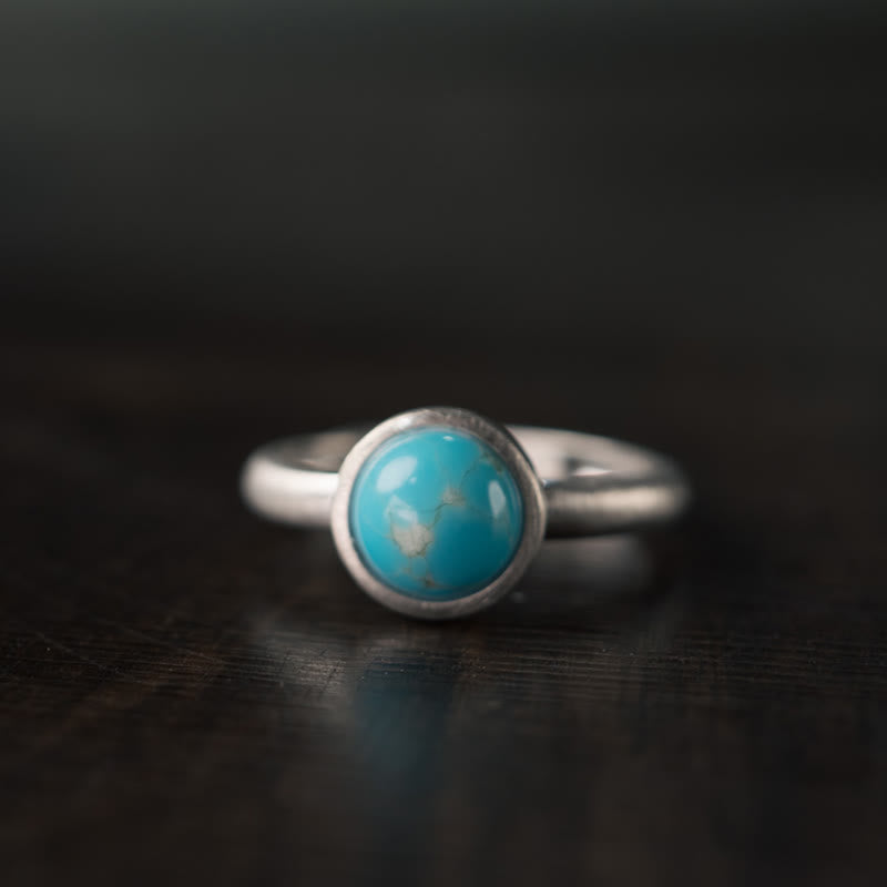 Buddha Stones Natural 925 Sterling Silver Lazurite Turquoise Adjustable Balance Ring - B Style(About 9*9mm) - image 7