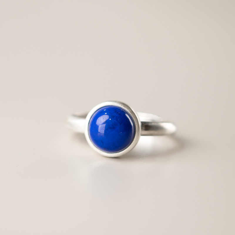 Buddha Stones Natural 925 Sterling Silver Lazurite Turquoise Adjustable Balance Ring - image 2