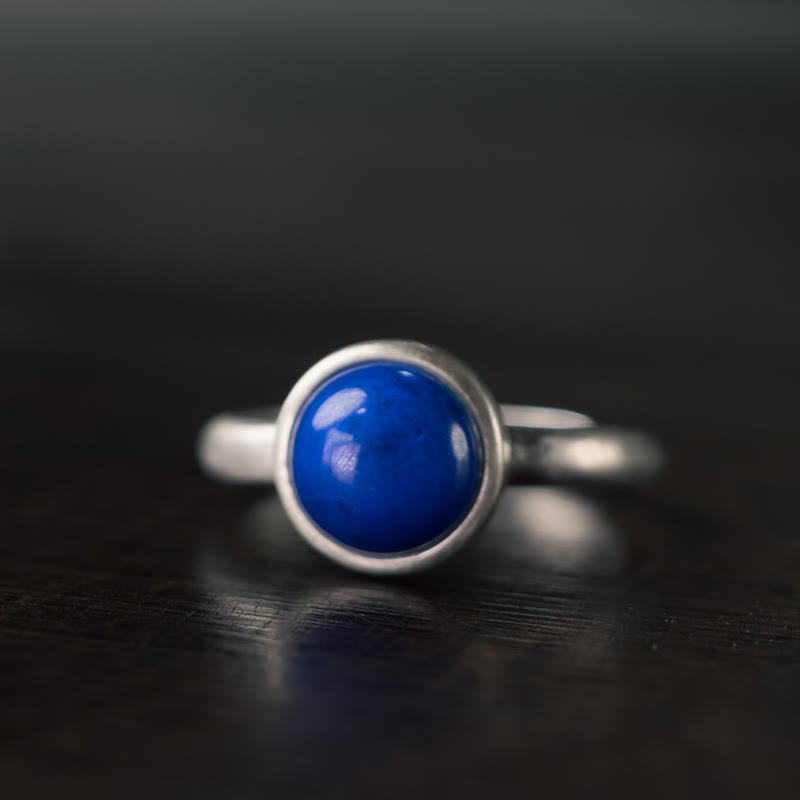Buddha Stones Natural 925 Sterling Silver Lazurite Turquoise Adjustable Balance Ring - A Style(About 9*9mm) - image 0