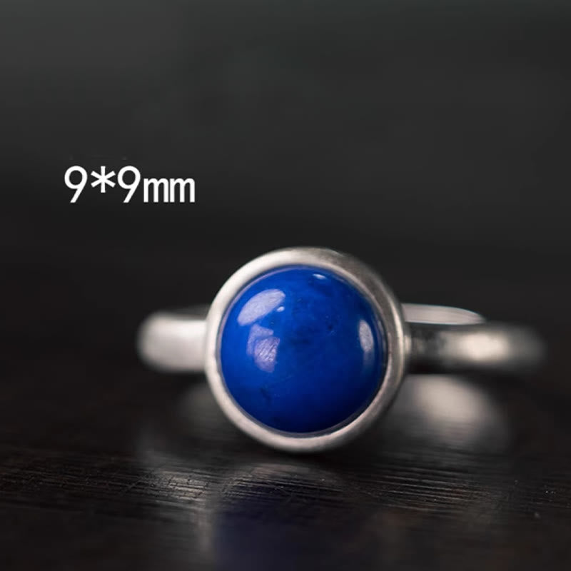 Buddha Stones Natural 925 Sterling Silver Lazurite Turquoise Adjustable Balance Ring - image 1
