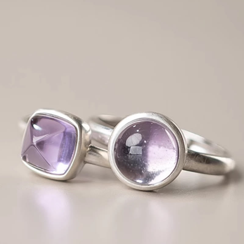Buddha Stones Natural 925 Sterling Silver Amethyst Adjustable Balance Ring - image 13
