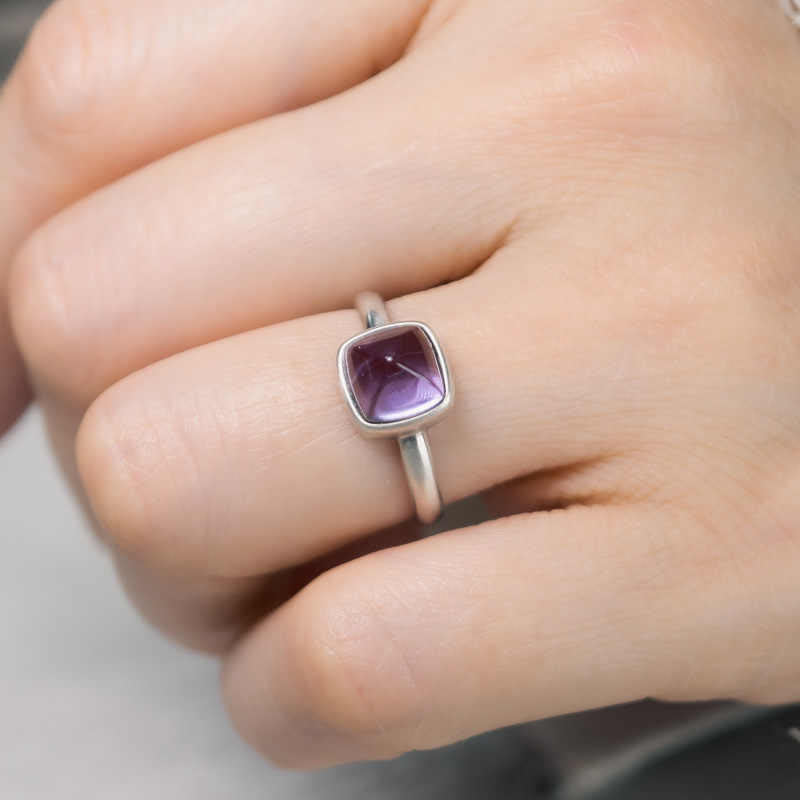 Buddha Stones Natural 925 Sterling Silver Amethyst Adjustable Balance Ring - image 12