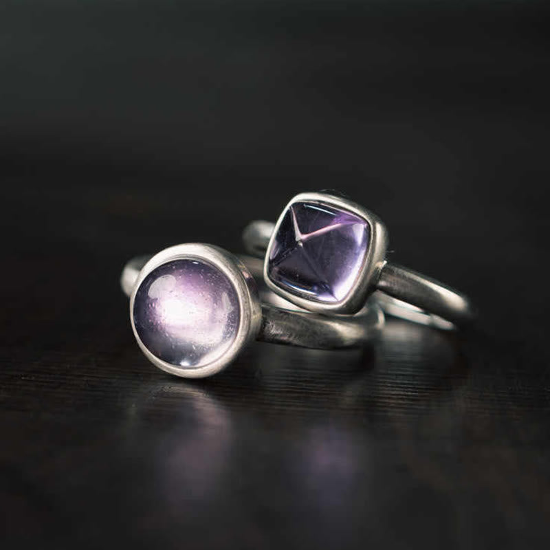 Buddha Stones Natural 925 Sterling Silver Amethyst Adjustable Balance Ring - image 14