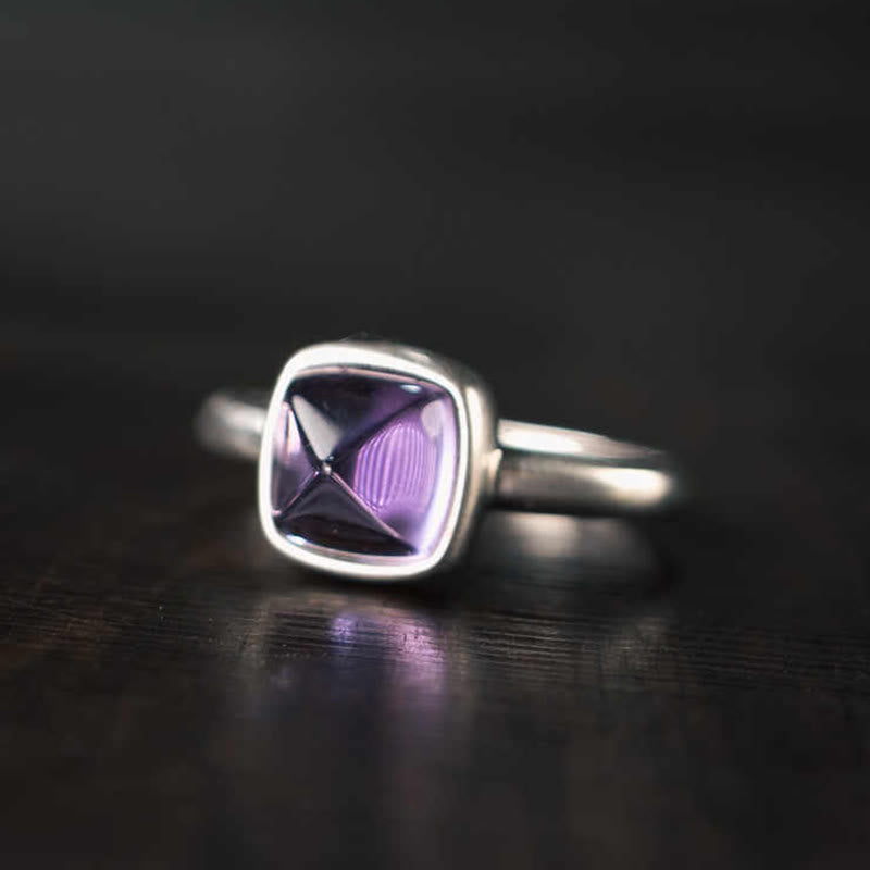 Buddha Stones Natural 925 Sterling Silver Amethyst Adjustable Balance Ring - image 10