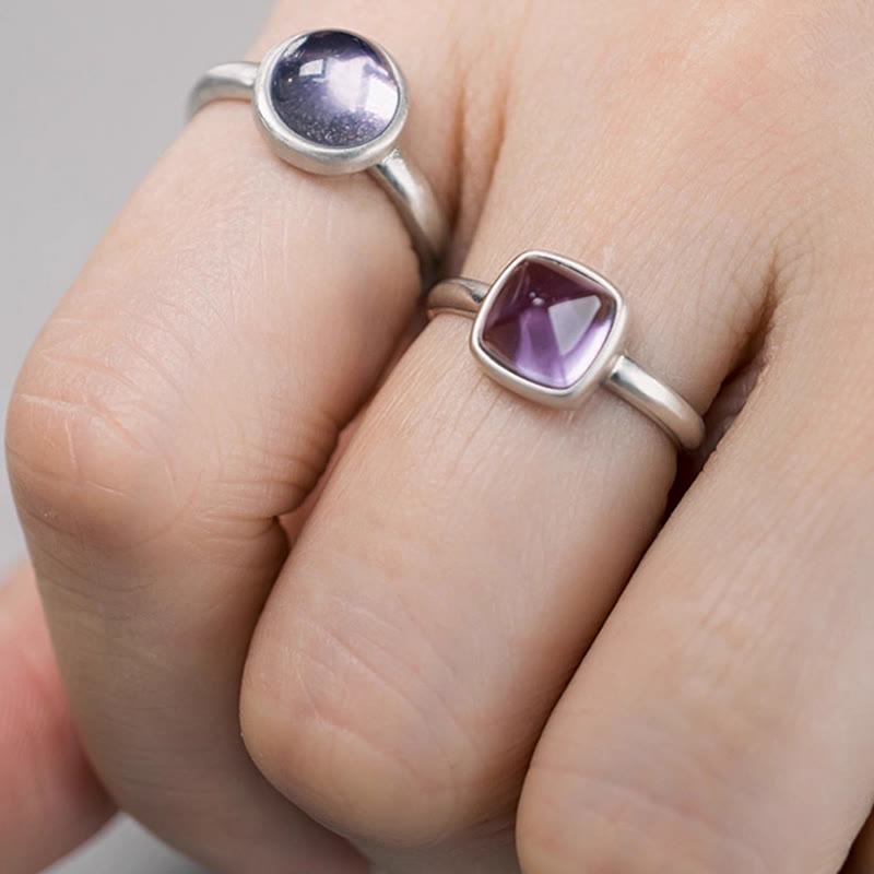 Buddha Stones Natural 925 Sterling Silver Amethyst Adjustable Balance Ring - image 15