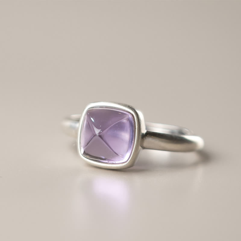Buddha Stones Natural 925 Sterling Silver Amethyst Adjustable Balance Ring - A Style(About 8*8mm) - image 8