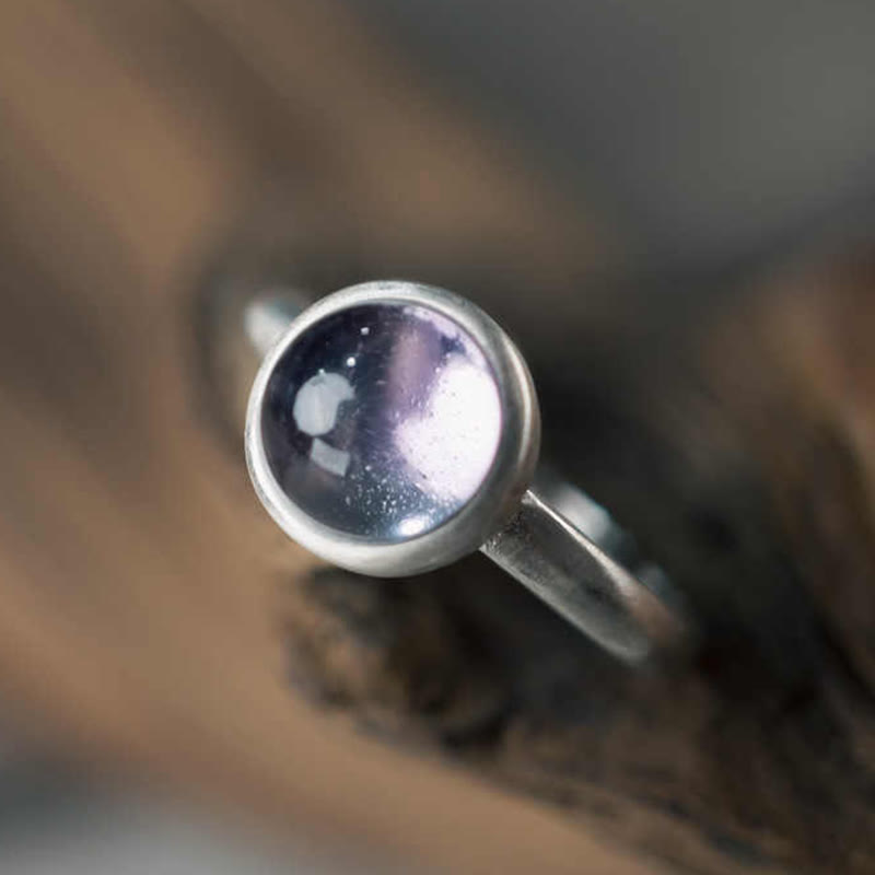 Buddha Stones Natural 925 Sterling Silver Amethyst Adjustable Balance Ring - image 4