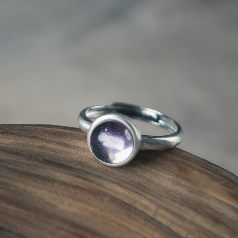 Buddha Stones Natural 925 Sterling Silver Amethyst Adjustable Balance Ring - image 1