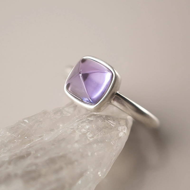 Buddha Stones Natural 925 Sterling Silver Amethyst Adjustable Balance Ring - image 9