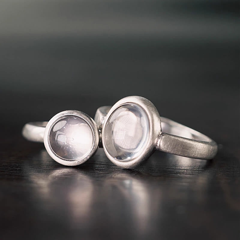 Buddha Stones Natural 925 Sterling Silver Pink Crystal Adjustable Warmth Ring - A Style(About 9*11mm) - image 1