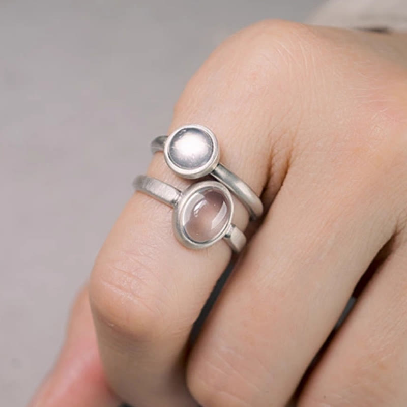 Buddha Stones Natural 925 Sterling Silver Pink Crystal Adjustable Warmth Ring - image 13