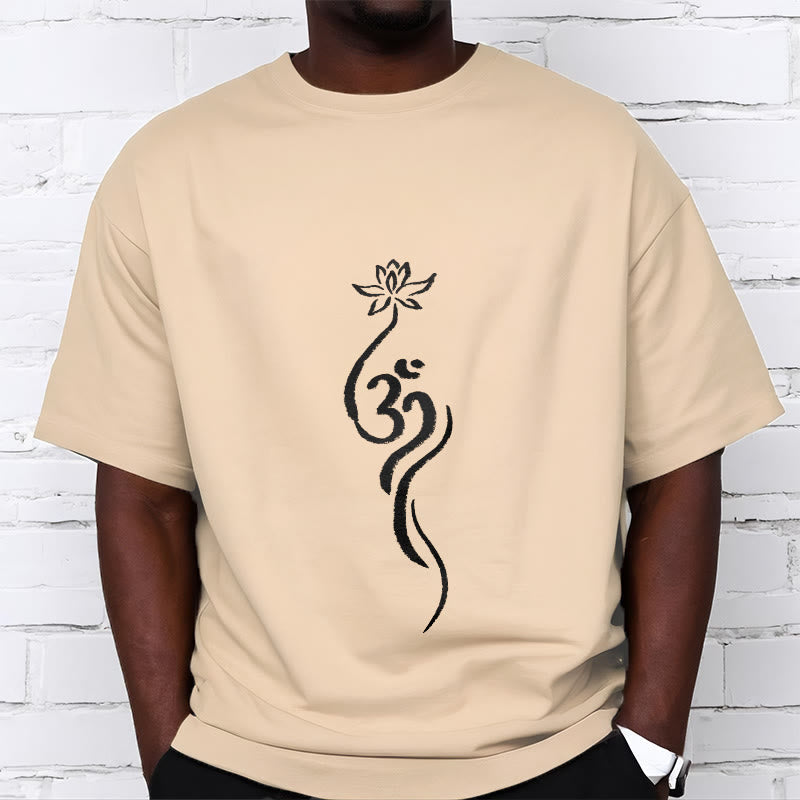 T-shirt Foviel motif fleur de lotus Om