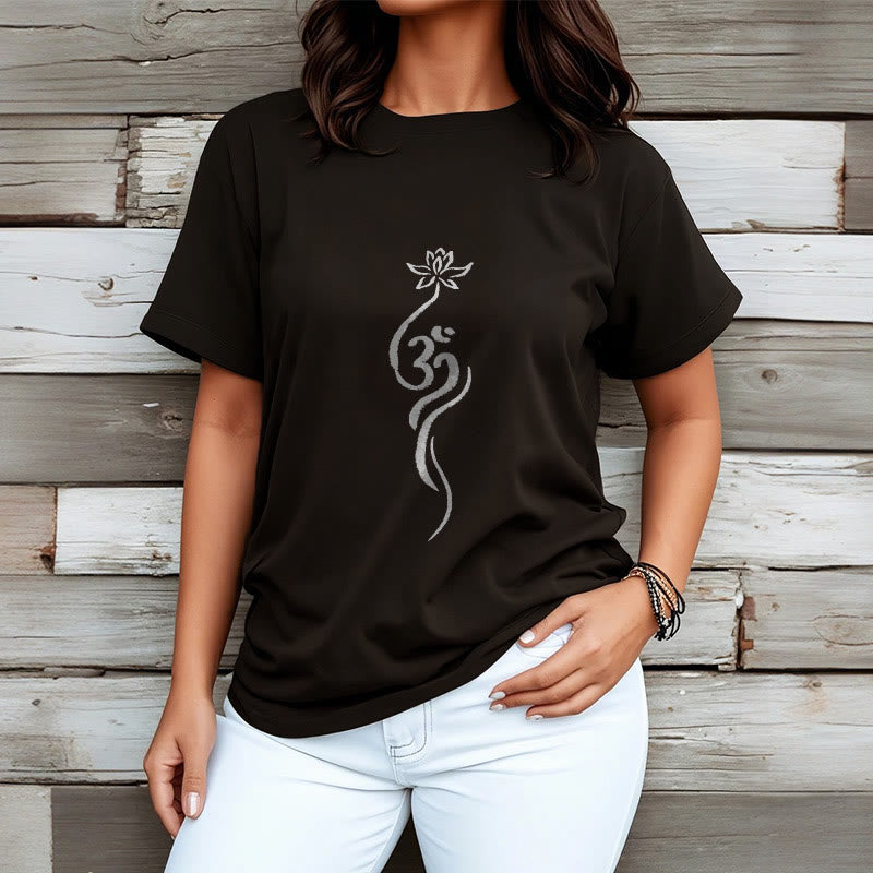 T-shirt Foviel motif fleur de lotus Om