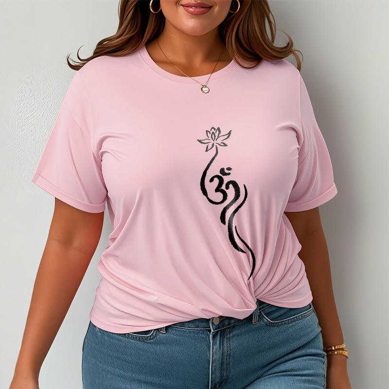 T-shirt Foviel motif fleur de lotus Om