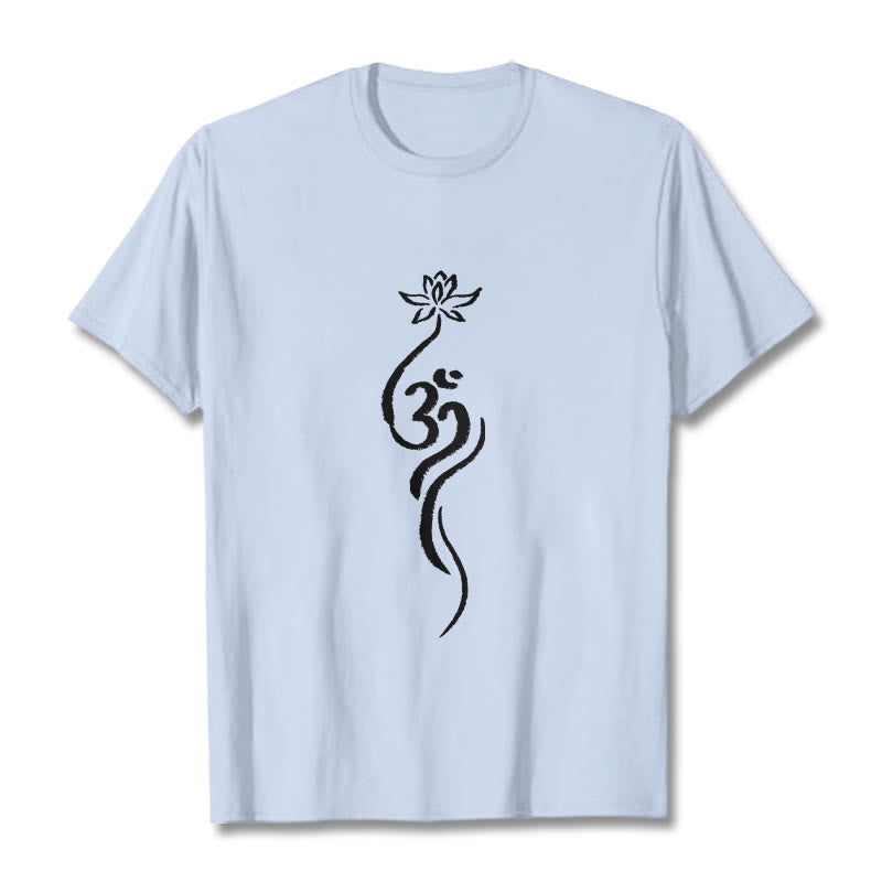 T-shirt Foviel motif fleur de lotus Om