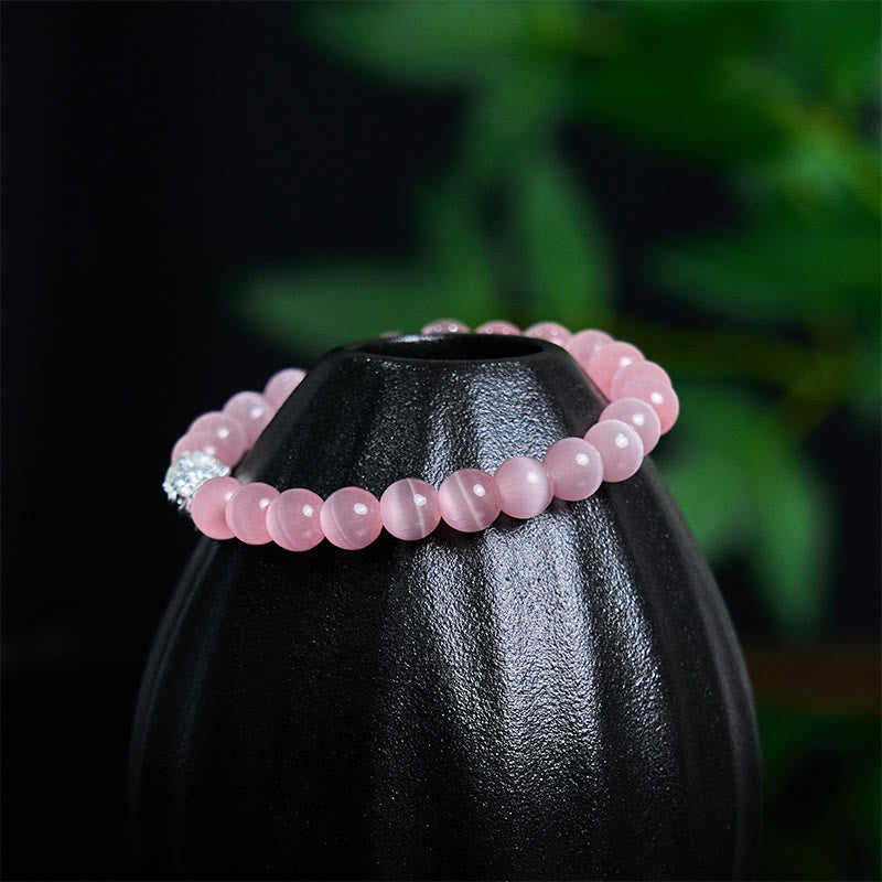 Foviel Natürliche Katze Auge Perlen 990 Sterling Silber Pixiu Positives Armband