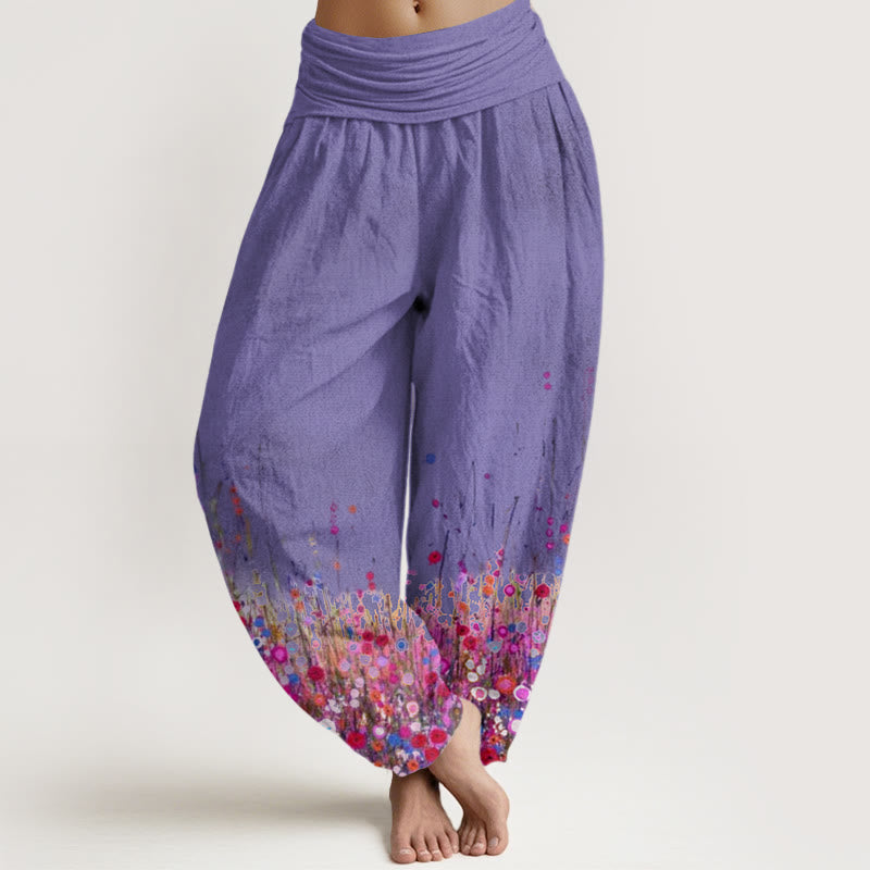 Buddha Stones Casual Colorful Wildflower Field Pattern Women's Elastic Waist Harem Pants - DarkOrchid - US22,UK/AU26,EU54 (6XL) - image 5