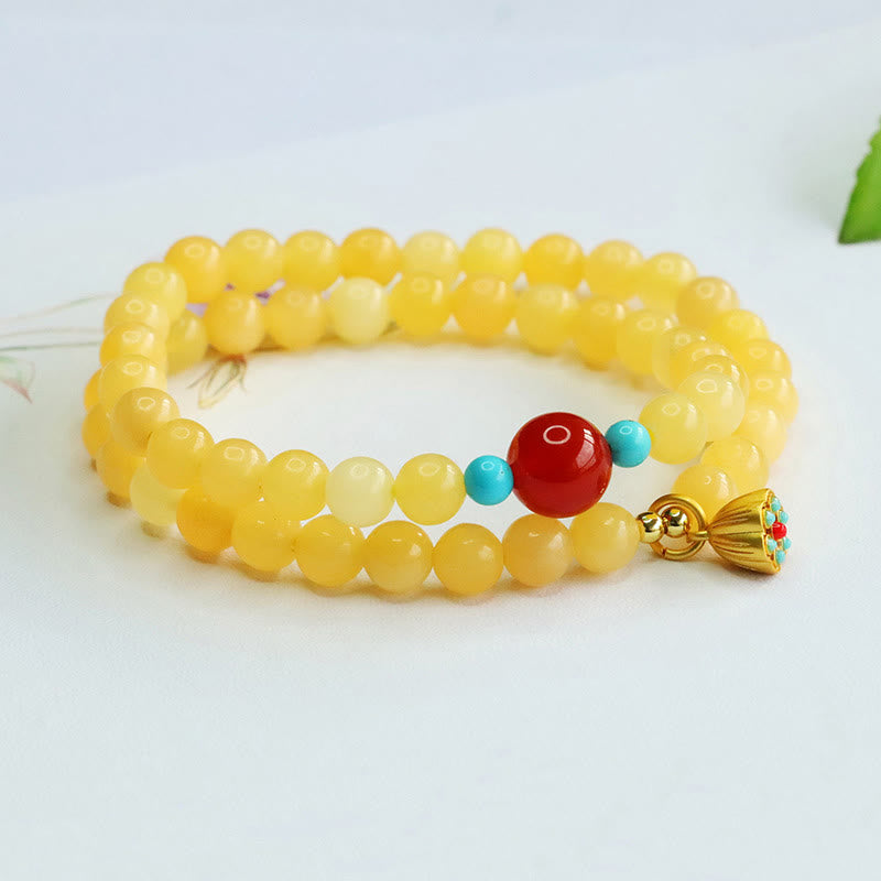 Foviel Topaz Red Agate Bead Fortune Bracelet