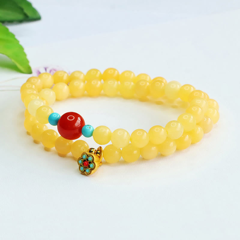 Bracelet porte-bonheur Foviel en perles d'agate rouge topaze