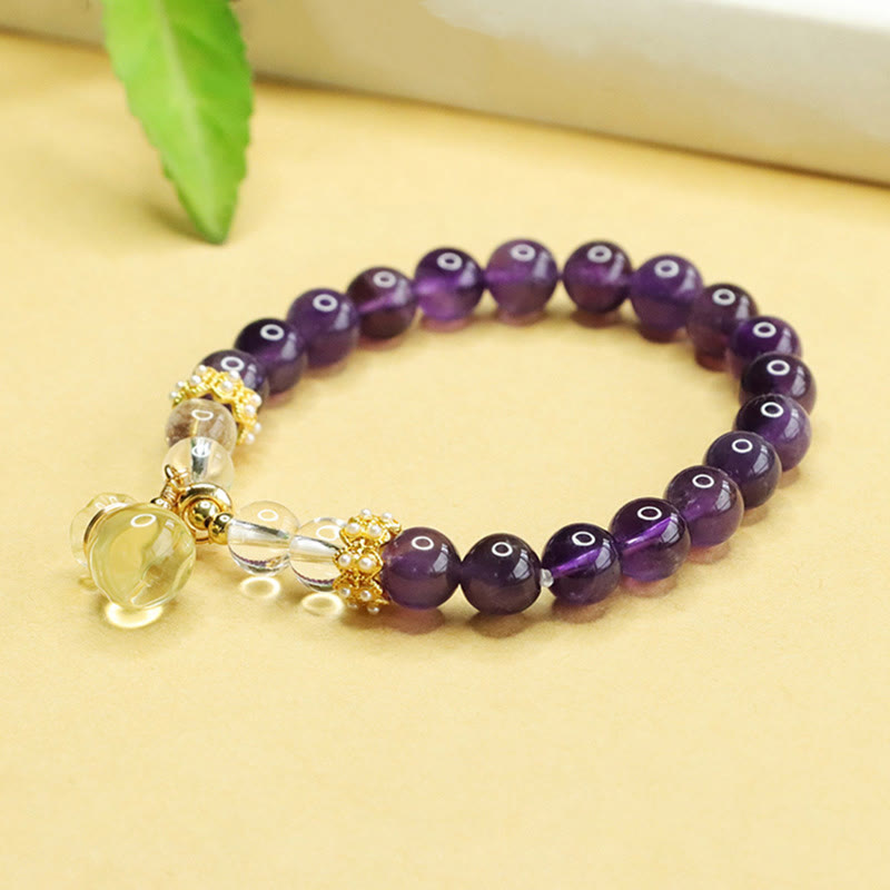 Foviel Natürliche Amethyst Citrin Geldbeutel Balance Armband