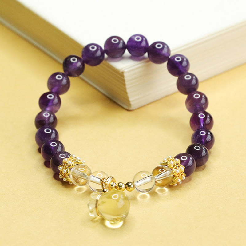 Foviel Natürliche Amethyst Citrin Geldbeutel Balance Armband