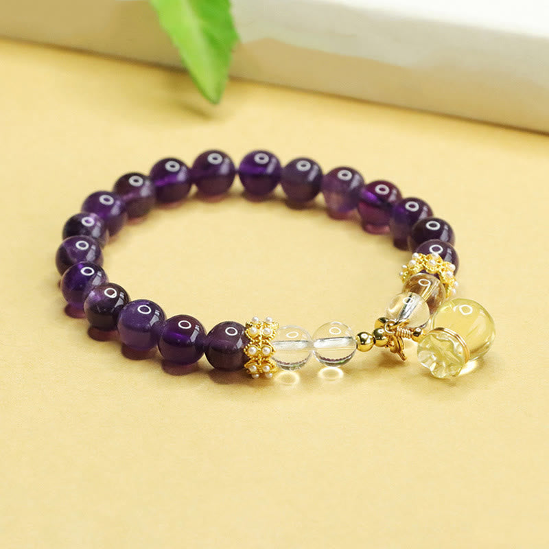 Foviel Natürliche Amethyst Citrin Geldbeutel Balance Armband
