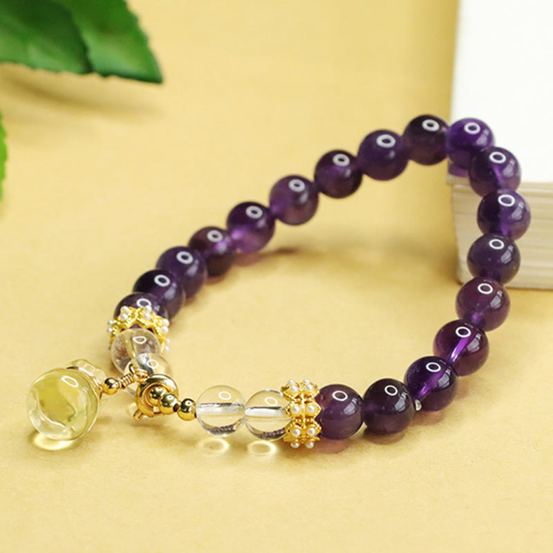 Foviel Natürliche Amethyst Citrin Geldbeutel Balance Armband