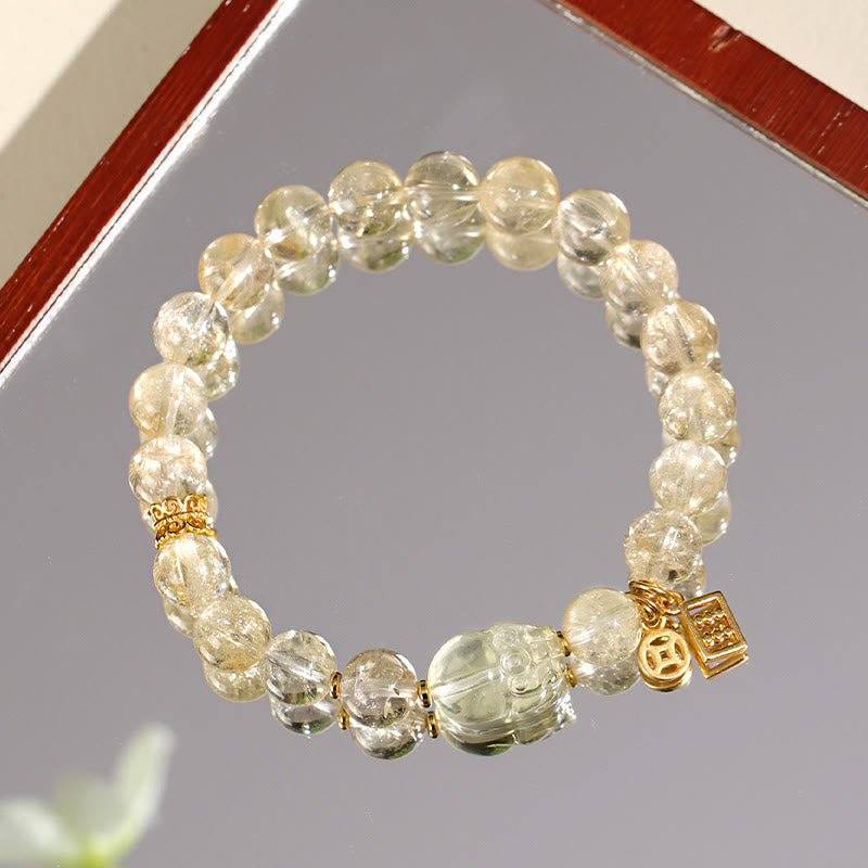 Foviel Natürliche Citrin PiXiu Kupfer Münzschutz Armband