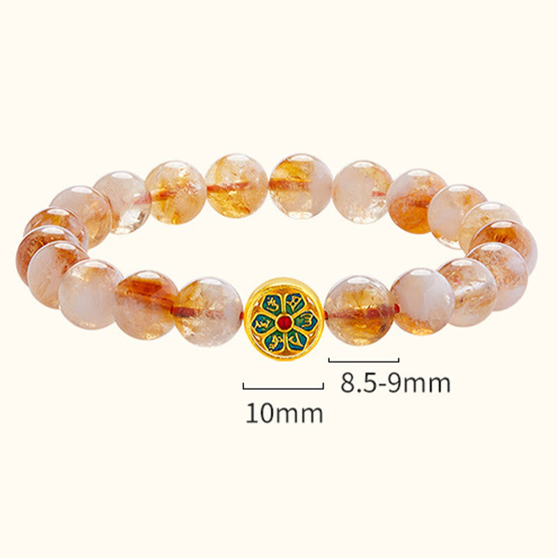 Foviel 999 Sterling Silber Citrin Om Mani Padme Hum Schutz Armband