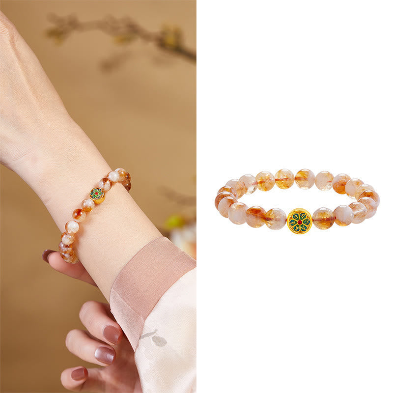 Foviel 999 Sterling Silber Citrin Om Mani Padme Hum Schutz Armband