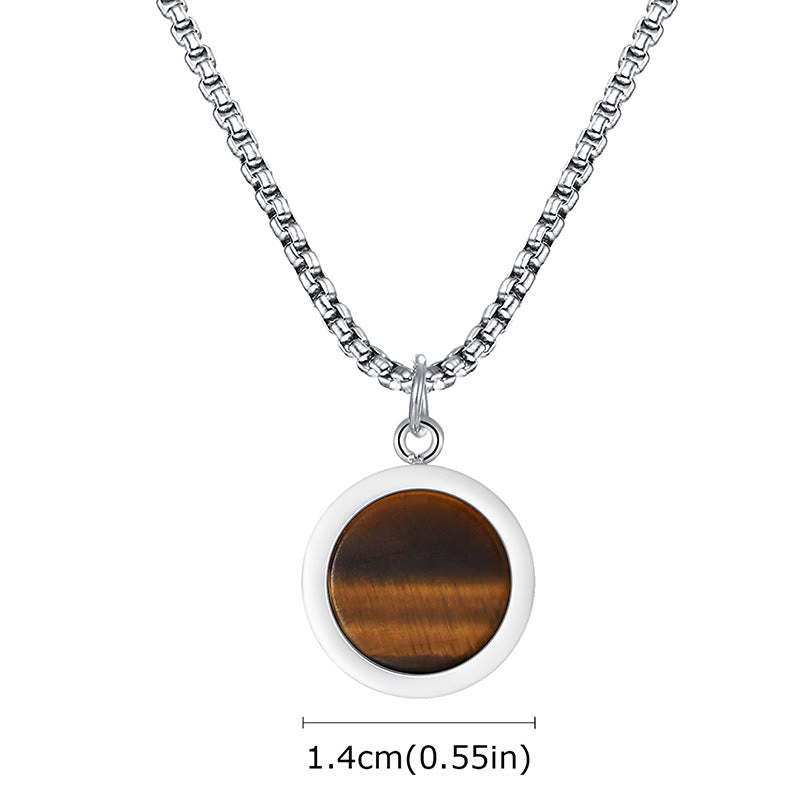 Buddha Stones Natural Stone Turquoise Tiger Eye Lazurite Malachite Titanium Steel Purification Necklace Pendant - image 8