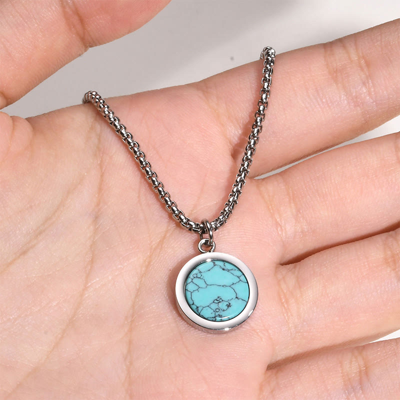 Buddha Stones Natural Stone Turquoise Tiger Eye Lazurite Malachite Titanium Steel Purification Necklace Pendant - image 14