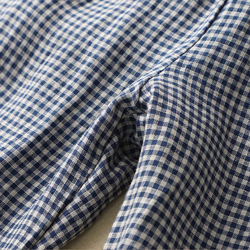 Buddha Stones Commute Casual Checkered Pattern 7-8 Length Women's Wide Leg Cotton Linen Pants With Pockets - image 5