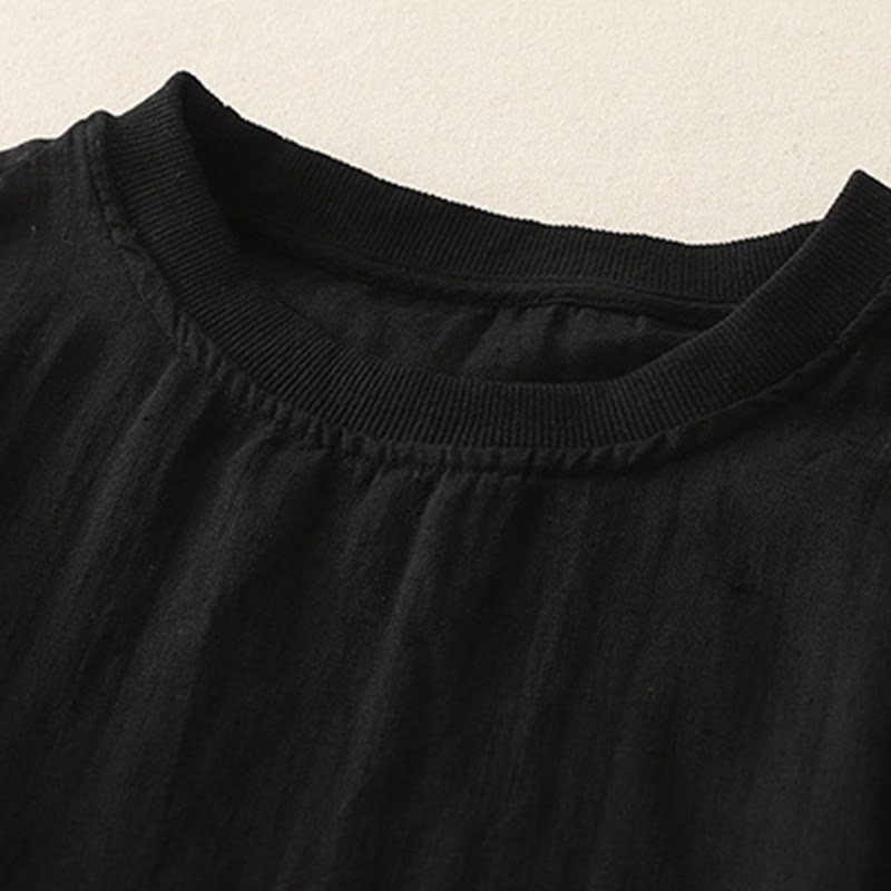 Buddha Stones Plain Threaded Crew Neck Design Women's Polyester Short Sleeves Shirt - image 9