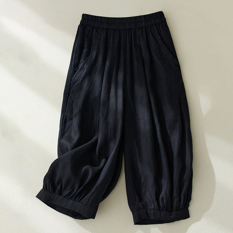 Pantalon harem taille haute pour femme Foviel Commute couleur unie avec poches