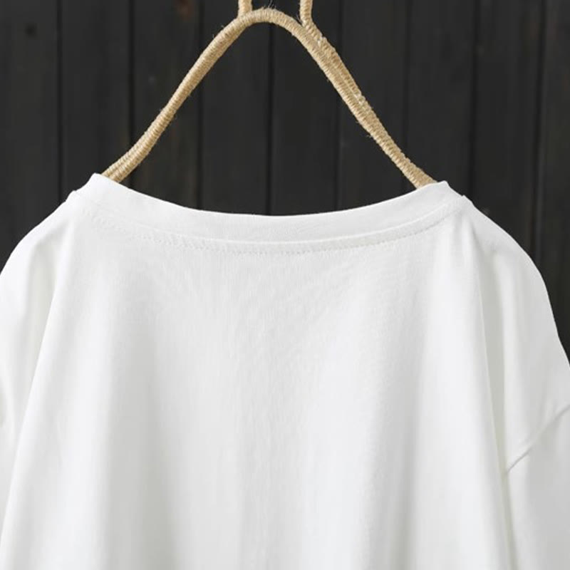 Foviel Casual Loose Sommer Ebene Crew Hals Damen Kurzarm T-Shirt