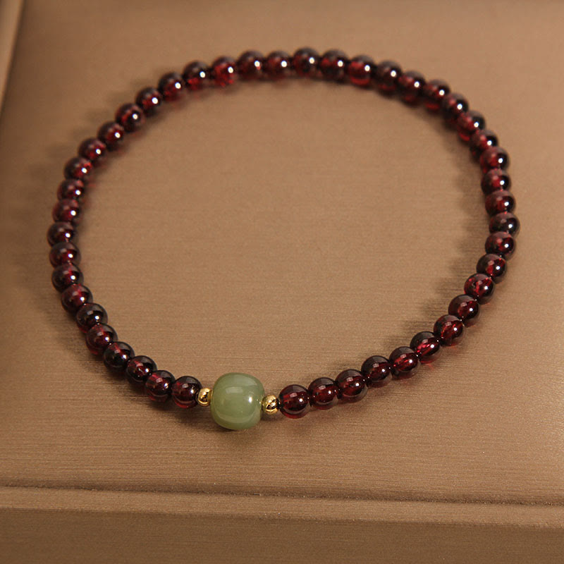 Foviel Natural 3mm Ultra-thin Garnet Hetian Jade Beads Stability Bracelet