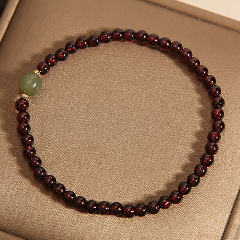 Foviel Natural 3mm Ultra-thin Garnet Hetian Jade Beads Stability Bracelet