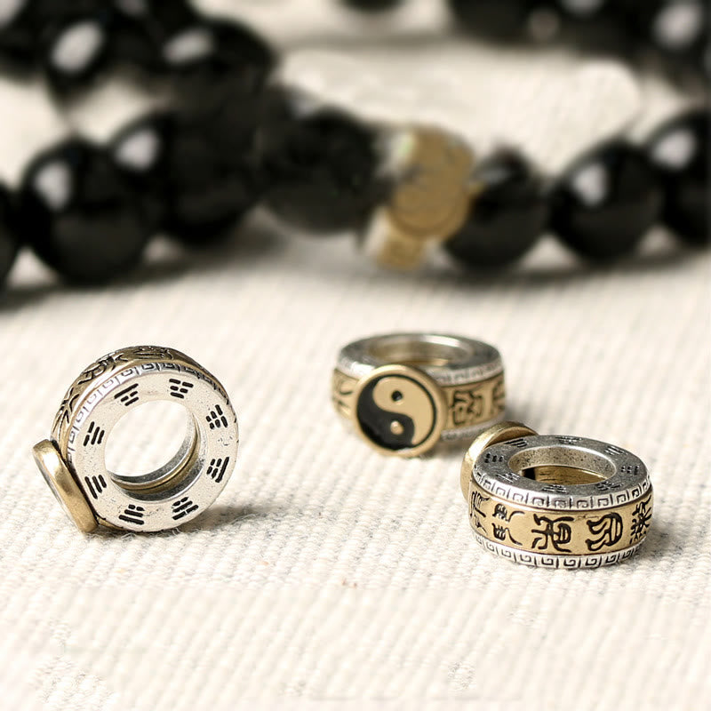 Foviel Black Obsidian Yin Yang Nine-Character Mantra Fulfilment Bracelet