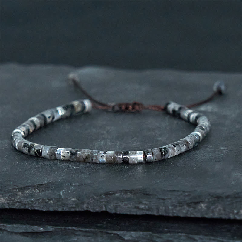 Foviel Natürliche Schwarz Glitter Stein Mut Spacer Perlen Armband