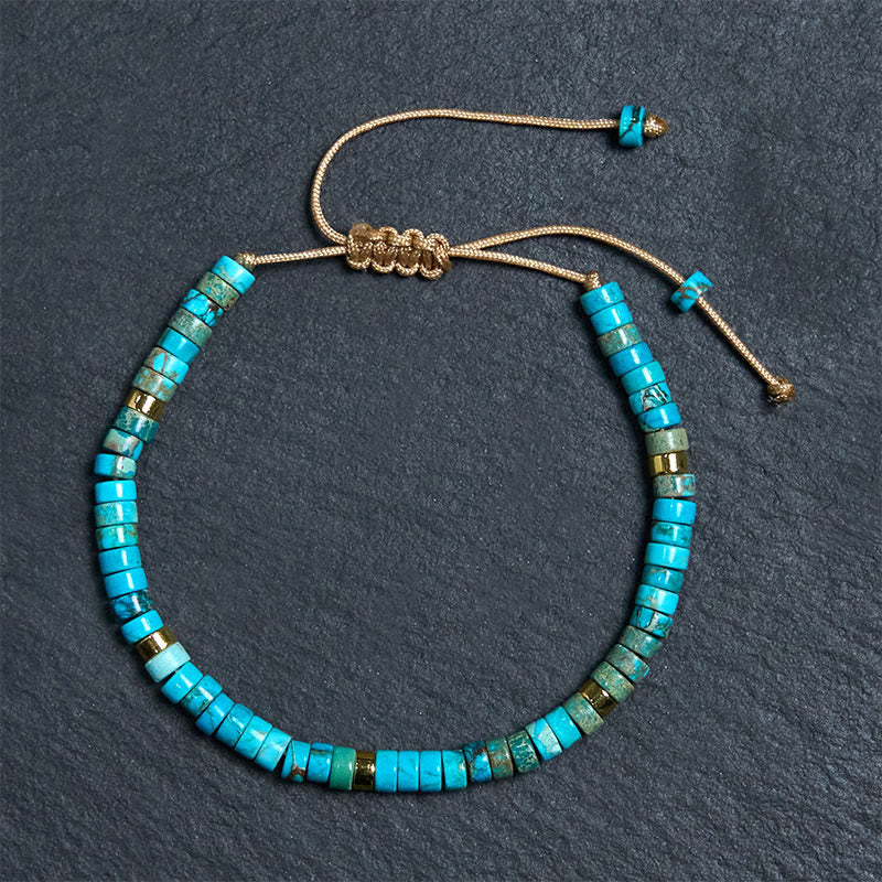 Bracelet de perles intercalaires bonheur en pierre impériale Foviel